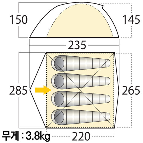 [마운틴스미스]베어 크릭 4 텐트4인용 돔타입 오토 캠핑 텐트