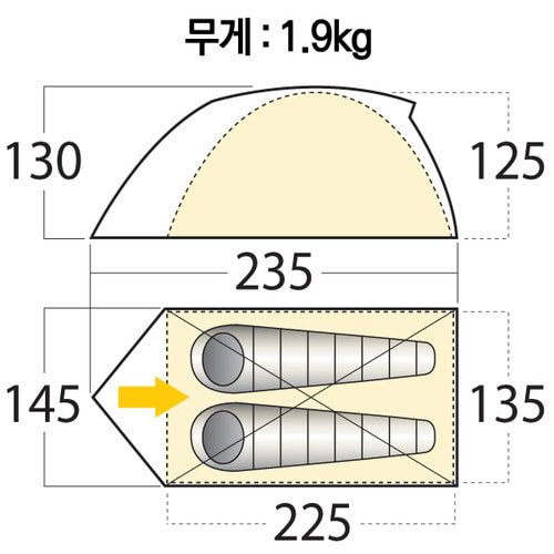 [마운틴스미스] 베어 크릭 2 텐트2인용 돔타입 백패킹 텐트